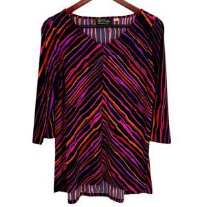 NEW NWOT Bob Mackie Wearable Art Small Black Purple Red  Blouse Shirt Top